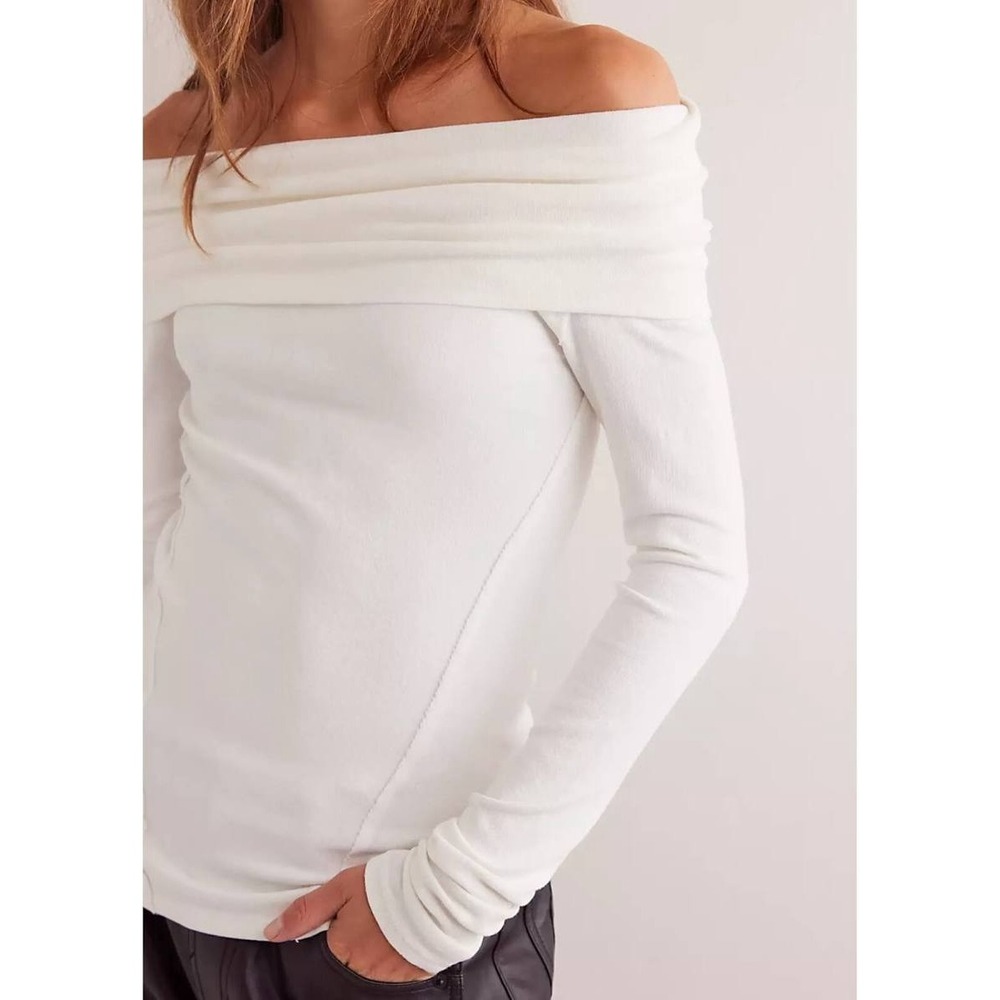 Free People We The Free Iris Off The Shoulder Top Ivory Large NEW boho fall